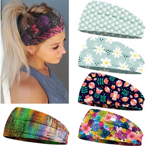 Scarf Butterfly Flower Printing Headband women Running Bandanas Girls Hair Band Headwrap Yoga Sweatband Hair Accessories Gift