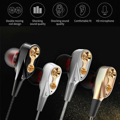 Wired Headphone with Microphone Music Earbud Super Bass Sound Earphone Dual Unit Stereo Gaming Headset for Apple Phone Gamer MP3