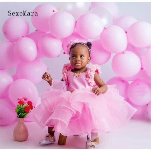 Pink Girls Dresses For Birthday Ceremony Tulle Girl Dress Party Christmas Dress Children Princess Costume For Kids 12m 18m 2T