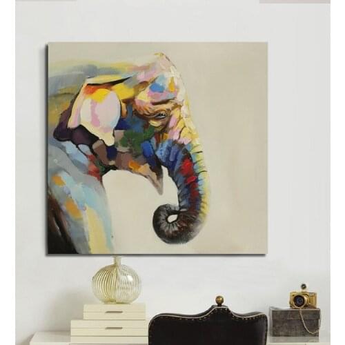 Handpainted Animal Abstract Art For Home Decor Canvas painting Home Lovely Cute Elephant Oil Paintings on Canvas Hang Pictures