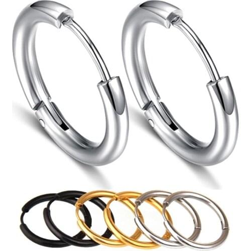 1Pc Stainless Steel Ear Hoop Earrings Circle aretes Mujer Round Gold Earring Fashion Lead Nickel Free Jewelry Brinco