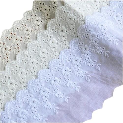 Width 4'' White Simple Fashion Cotton Embroidery Lace By The Yard For Skirt Bed Curtain Clothing Accessories Material