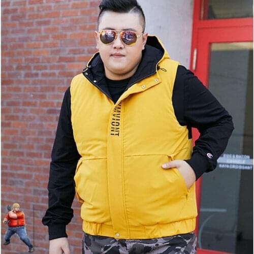 Thick Sleeveless Jacket Mens Vests Hooded Plus Size Man Warm Autumn Winter 6XL 7XL 8XL 9XL Black Yellow Waistcoat Male Clothes