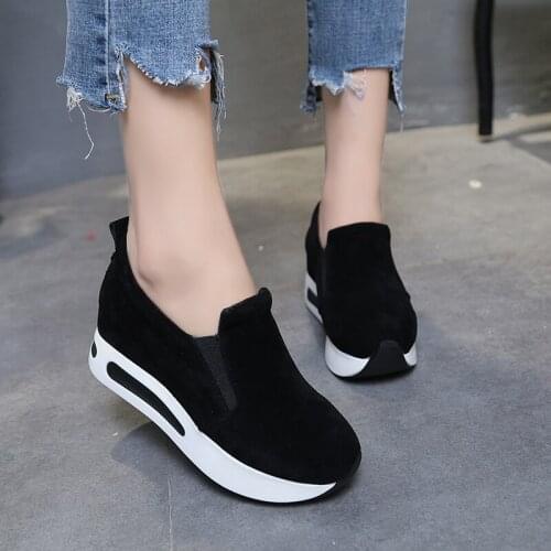 Hot Sales 2019Women Casual Flat Platform Sneakers Spring Elastic Band Shoes Female Breathable Creepers Footwear Woman Slimming F