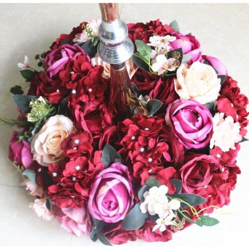 Wedding table centerpiece 40cm wreath ring candle stick flower party home table Artificial Decorative Flowers table runner flora