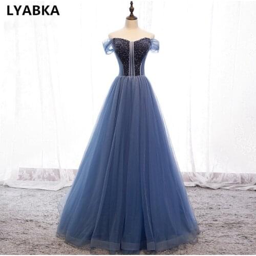 A-line Evening Dress Party Abendkleider 2020 Formal Dresses Sexy Sweetheart Blue Evening Dresses Long Dress Robe De Soiree