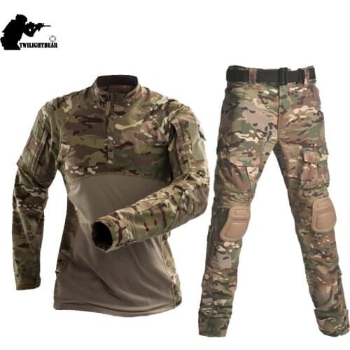 Military Uniform Camouflage Tactical Flog Suits Men Women Combat Sets With Knee Pad CS Police Training Equipment BF218