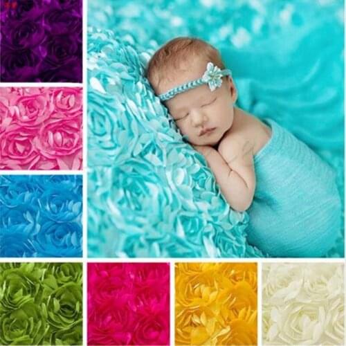Top Quality Newborn Baby 3D Photography Photo Prop Rose Flower Backdrop Blanket Rug 11 Color