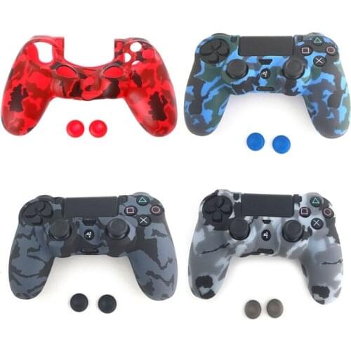 Game Pad Protection Camouflage Guards Grip Cover + 2 Caps For Playstation 4 PS4