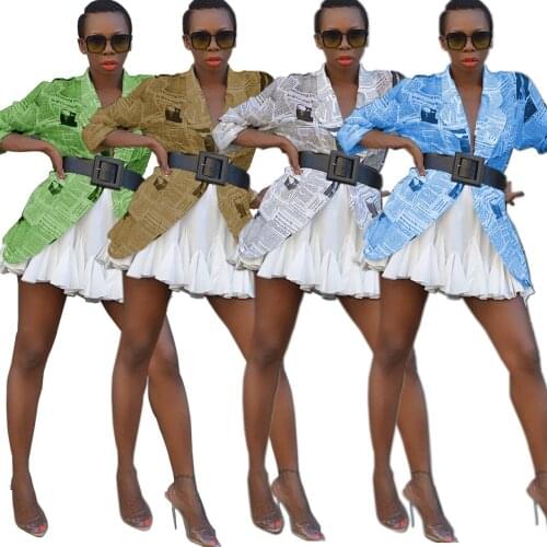 2021 Summer New Style Sexy Temperament Fashion Print Personality Loose Newspaper Jacket