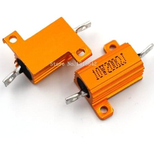 2PCS RX24 10W 200R 200RJ Wire Wound Resistor Metal Shell Aluminium Golden Resistor 10Watt 200 ohm Heatsink Resistance
