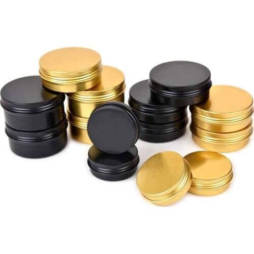 10g 20g 30g 50g 80g 100g high quality matte black , gold silver aluminum tin jars empty CBD herb cans ,lip balm containers