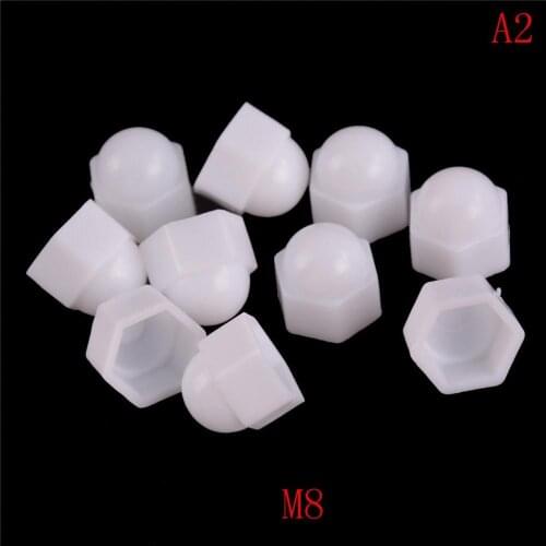 10pcs/set M6 M8 M10 M12 White Dome Bolt Nut Protection Caps Cover Hex Hexagon Nuts Cap Nuts Protection Cover Nuts Hot Sale