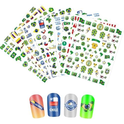 12 Sheets Women Flag Football Elements Nail Art Stickers Decals Supplies