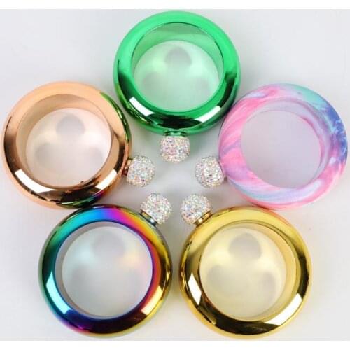 3.5OZ Bracelet Wine Pot Stainless Steel Portable Round Bangle Hip Flask Wine Bottle Bling Diamond Lid Cover Flagon Cup SN2474