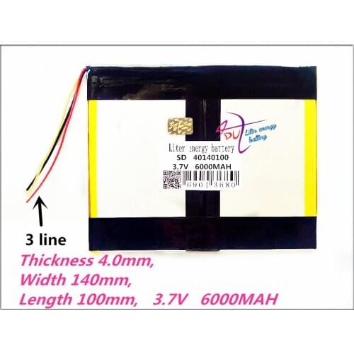 3 line 40140100 3.7V 6000mAh 35140100 Polymer rechargeable batteries GPS DVD 40100140 Tablet PC battery 35100140