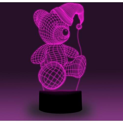 3D Illusion Lamp Bear LED Lamp Music Sync Night Light Kids Room Decoration Birthday Gift For Boy Desk lamp