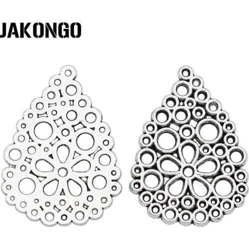 40pcs Antique Silver Plated Flower Charm Connector for Jewelry Making Earrings DIY Accessories 17x20mm