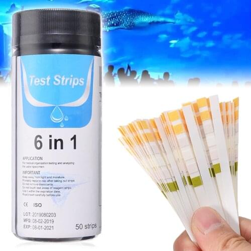 50pcs 6 In 1 PH Test Strips PH Meter For Swimming Pool Aquarium Fish Tank Water Quality Analyzing Parameters Test Papers