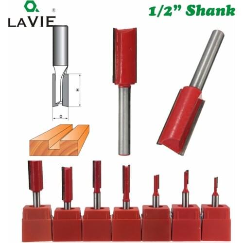 7pcs 1/2 Inch Shank 1/8 Single Double Blade Straight Router Bit Milling Cutters for Grooving Scraping Trimming Tool MC03022
