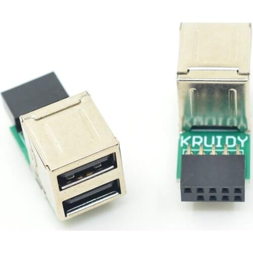 USB 2.0 9Pin Female 2 Port A Female Adapter Converter Motherboard PCB Board Card Extender Internal PC