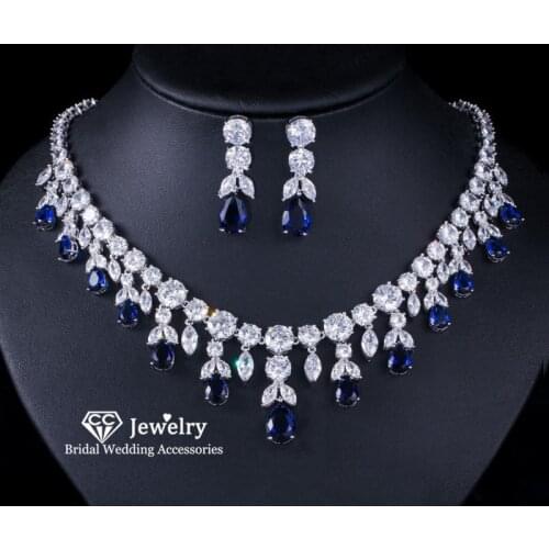 CC Necklace Earrings Jewelry Sets Bridal Wedding Accessories Luxury Jewellry Choker for Women Chain Charms Bijoux Crystal T0137