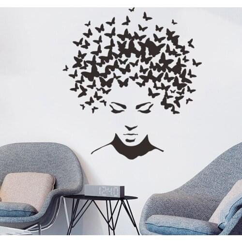 Black Butterfly Girls Home Decor Creative Bedroom Wall Decoration Accessories Hairdressers Shop Window Stickers Wallpaper Salon