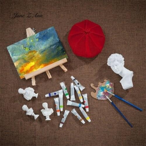 Newborn 3 month baby children painting theme painter hat color palette series photography props studio shooting