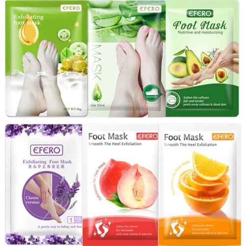 EFERO 6pack Foot Peeling Mask Foot Exfoliating Feet Mask Foot Patches Whitening Smooth Dead Skin Remover Pedicure Socks Spa
