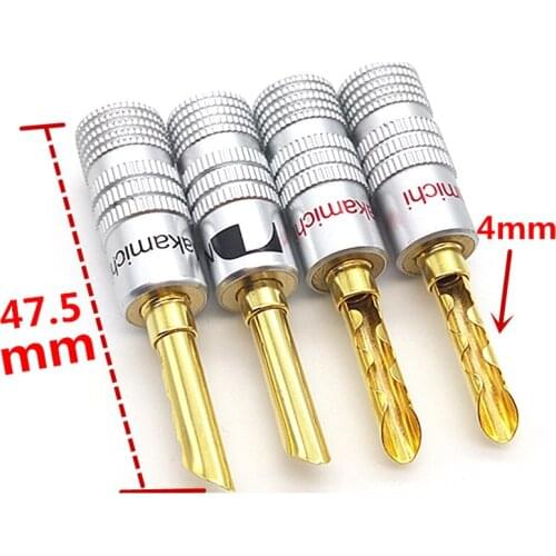 Hifi 4mm BFA Banana Plug Gold Plated Speaker Cable Pin Angel Wire Screws Lock Connector For Musical Audio