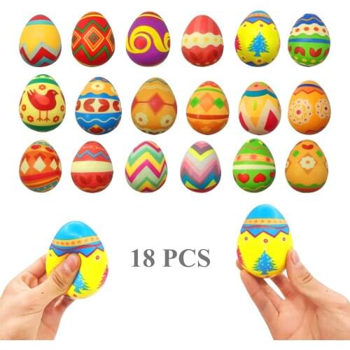 Fidget Toys Squeeze Stress Reliever Squishy Sensory Toy Slow Re bound Toys Easter Egg Set Decompression Toys 18PCS антистресс W