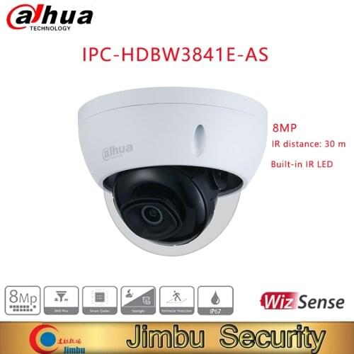 Dahua 8MP IR Fixed focal Dome WizSense Network Camera IPC-HDBW3841E-AS support the classification and accurate detection cctv