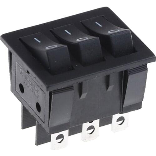 15A 250V 20A 125V AC AC ON-OFF KCD3 34*40 Big Rocker Switches Black Three-Way Switch 9 Pin 2 Position Multi-knife Single-throw