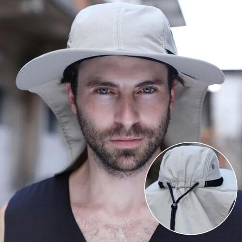 Adjustable Breathable Wide Brim Neck Cover Anti UV Protection Cap Summer Sun Hat beach caps Bucket hat Summer Hiking camping men