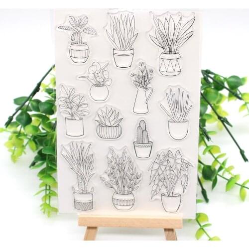 House Pot Plant Botanical Transparent Clear Stamps Seals for DIY Paper Craft Scrapbooking Decoration