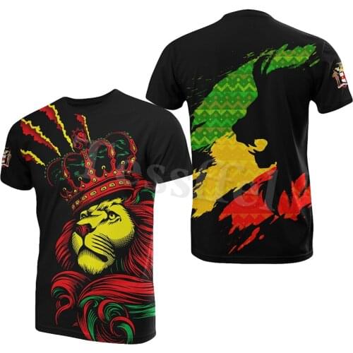 Tessffel Jamaica Lion Emblem Summer New Fashion 3D Print Tops Tee Tshirt Men Women Short Sleeve T shirt Streetwear Style-15