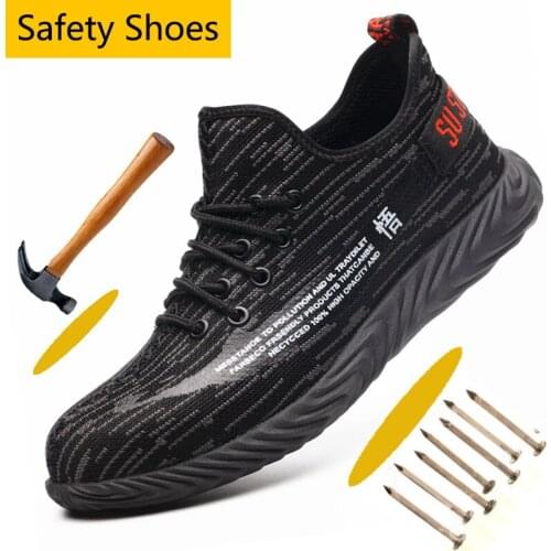 Mens Protective Steel Toe Cap Anti-smashing Safety Shoes for Men Casual Light Mesh Sport Shoes Anti-Puncture Work Safety Shoes