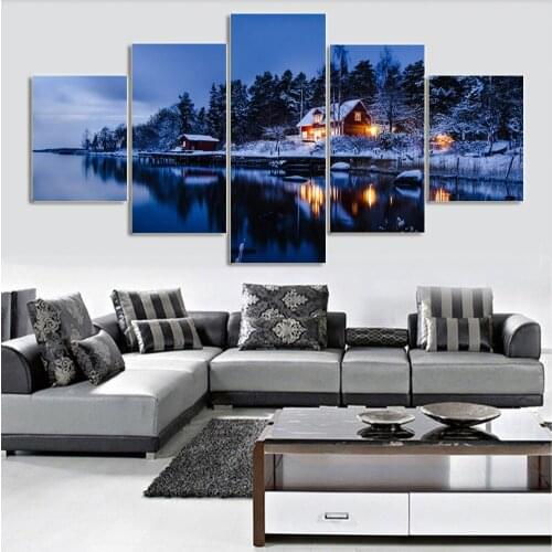 DIY 5D Diamond embroidery Village Winter nature full 3d diamond painting Cross Stitch Rhinestone mosaic home decor 5 pcs FS58