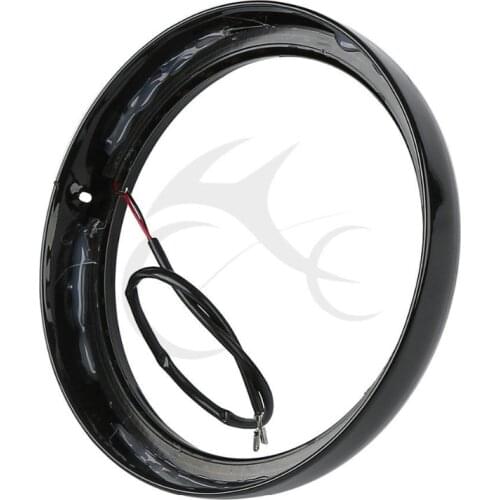 Motorcycle 7" in Headlight Trim Ring + Light For Harley Touring Road King Electra Glide Street Glide Tri Glide