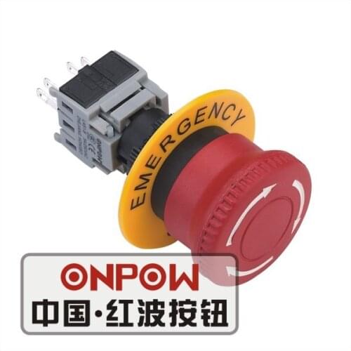 ONPOW 16mm 1NO1NC/ 2NO2NC Plastic Emergency Stop Red Push button switch (LAS1-BY-TSB/R/S10) CE, RoHS
