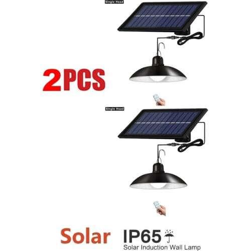 2pcs Retro Lampshade Solar Pendant Chandelier solar lamp Wireless Street light Charge Outdoor Security Garden Night Decoration L
