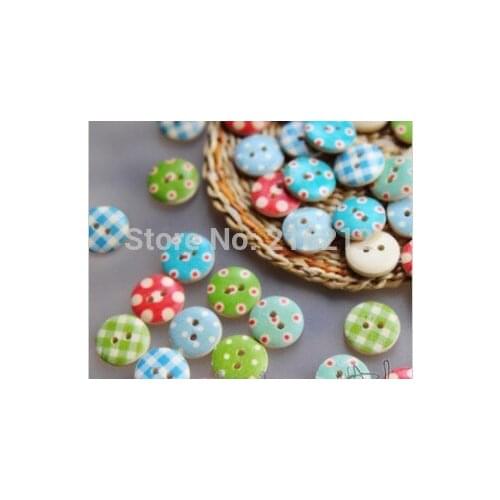 DIY sewing craft dot check Fashion fastener Scrapbooking Clothes parts Wooden buttons