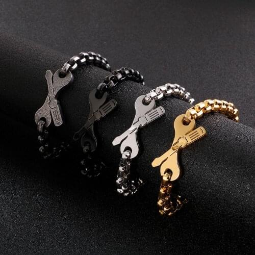 8mm Width 4 Colors Stainless Steel Men Power Maintenance Tools Bracelets For Fashion Male Wrap Box Chain Motion Bracelets