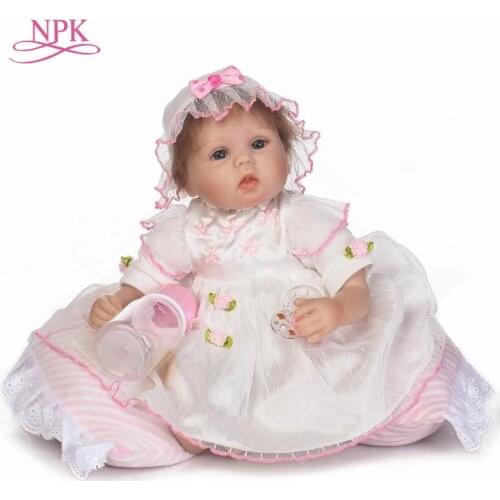 NPK 43cm Silicone baby reborn dolls, lifelike doll reborn babies toys for girl pink princess gift brinquedos for kids
