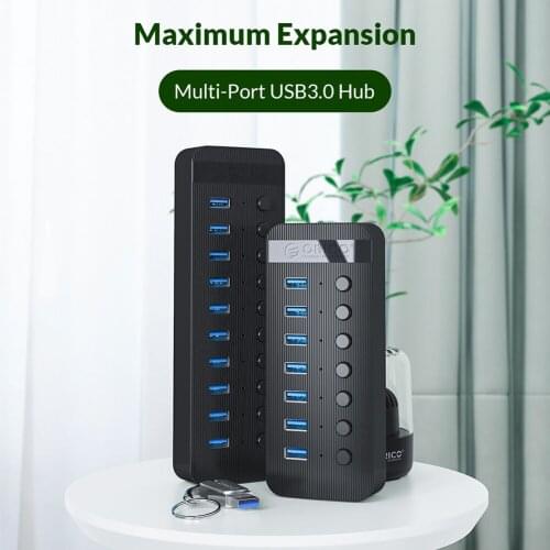 For ORICO USB-A 3.0 HUB Power Adapter 5Gbps 10 Ports USB Multi Splitter for Laptop Desktop Dock Station Computer
