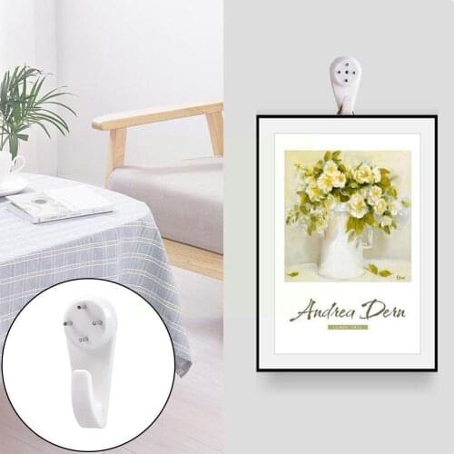 10pcs Multi Function White Plastic Invisible Wall Mount Hook Hanger Decor Picture Home Frame Nail Seamless Mirror Photo Clo