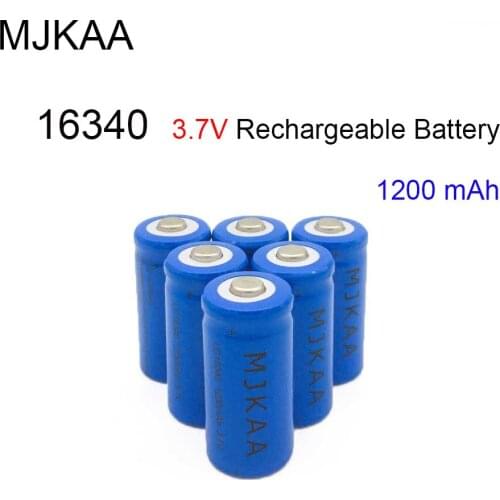 MJKAA 10pcs 3.7V 16340 Rechargeable Battery 1200mAh Li-ion Lithium Batteries CR123 CR123A for Laser Pen LED Flashlight