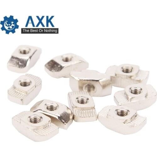 100Pcs 20 series M3/M4/M5 Nickel Plated T Nut Hammer Head Fasten Nut for Aluminum Extrusion Profile 2020 series Slot Groove 6mm