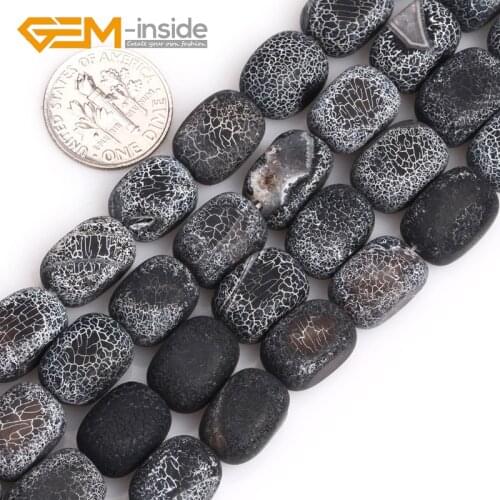 10x14mm Matte Frosted Freeform Square Natural Black Agates Stone Beads for Jewelry Making Necklace DIY Gifts Strand 15"