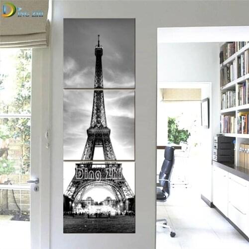 3Pc/Set Full Square Diamond Painting“Iron Tower”Embroidery Sale City Landscape Pictures Of Rhinestone Mosaic Triptych Decor Home